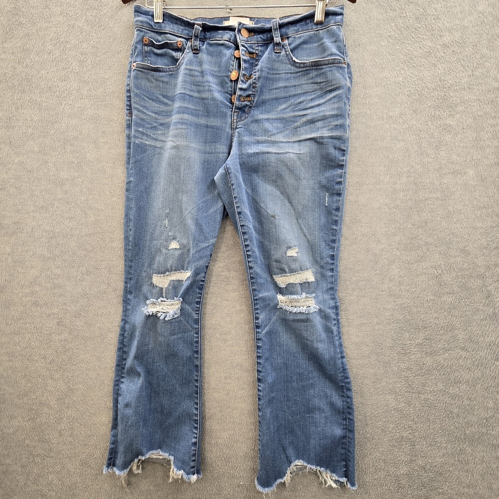 Madewell Women Jeans 29 Blue Denim Distressed Cali Demi-Boot 25" Inseam